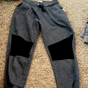 Gray Joggers with Black Patches